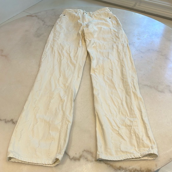 ZARA MIDRISE ZW STRAIGHT LEG CREAM JEAN 32/0 - Picture 2 of 7